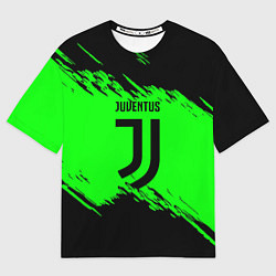 Футболка оверсайз мужская Juventus черные краски, цвет: 3D-принт