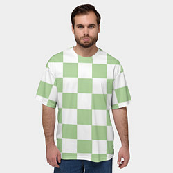 Футболка оверсайз мужская Квадраты зелёные, цвет: 3D-принт — фото 2