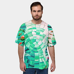 Футболка оверсайз мужская Психоделика -зелёные цветы, цвет: 3D-принт — фото 2