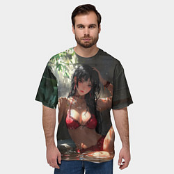 Футболка оверсайз мужская Брюнетка в воде под дождем, цвет: 3D-принт — фото 2