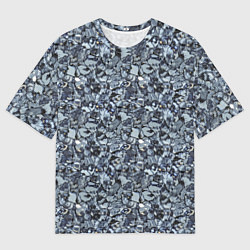 Мужская футболка оверсайз Серо-голубой мелкий камень текстура