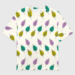 Мужская футболка оверсайз Листья на пятнах