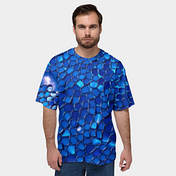 Футболка оверсайз мужская Блестящие синие отражения, цвет: 3D-принт — фото 2