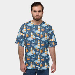 Футболка оверсайз мужская Маяк в облаках, цвет: 3D-принт — фото 2