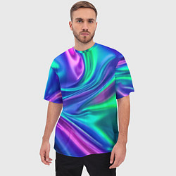 Футболка оверсайз мужская Neon waves, цвет: 3D-принт — фото 2