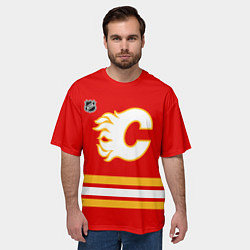 Футболка оверсайз мужская Калгари Флэймз хоккей, цвет: 3D-принт — фото 2