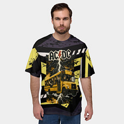Футболка оверсайз мужская ACDC в автобусе, цвет: 3D-принт — фото 2