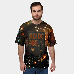 Футболка оверсайз мужская ACDC в стиле нашивки, цвет: 3D-принт — фото 2