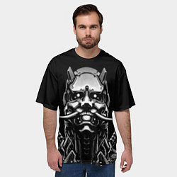 Футболка оверсайз мужская Киборг ниндзя в маске демона, цвет: 3D-принт — фото 2