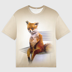 Футболка оверсайз мужская Уставший лис мем, цвет: 3D-принт