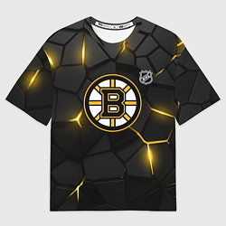 Футболка оверсайз мужская Бостон Брюинз - плиты с подсветкой, цвет: 3D-принт