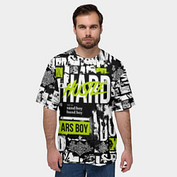 Футболка оверсайз мужская Паттерн с надписями хасл, цвет: 3D-принт — фото 2