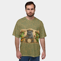 Футболка оверсайз мужская Надежды маленький оркестрик в оливковом, цвет: 3D-принт — фото 2