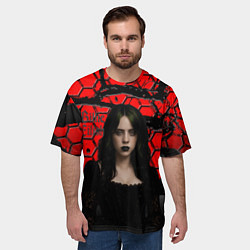 Футболка оверсайз мужская Билли Айлиш готический образ, цвет: 3D-принт — фото 2