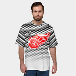 Футболка оверсайз мужская Детройт Ред Уингз - геометрический градиент, цвет: 3D-принт — фото 2