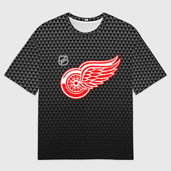 Мужская футболка оверсайз Детройт Ред Уингз - черные треугольники