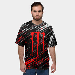 Футболка оверсайз мужская Monster energy полосы красок, цвет: 3D-принт — фото 2