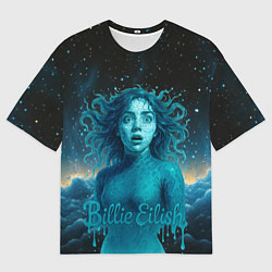 Футболка оверсайз мужская Билли Айлиш из волн, цвет: 3D-принт
