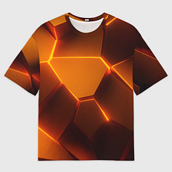 Футболка оверсайз мужская Оранжевые объемные пластины, цвет: 3D-принт