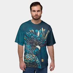 Футболка оверсайз мужская Попугай акварельный - big picture, цвет: 3D-принт — фото 2