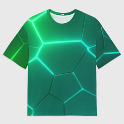 Футболка оверсайз мужская Зеленые неоновые плитки, цвет: 3D-принт