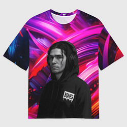 Футболка оверсайз мужская Bones в наушниках, цвет: 3D-принт