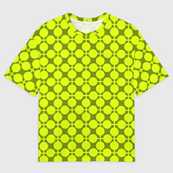Мужская футболка оверсайз Желто зеленый неоновый узор ретро в горох