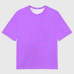 Футболка оверсайз мужская Розовый сиреневый узор в клетку и горох, цвет: 3D-принт