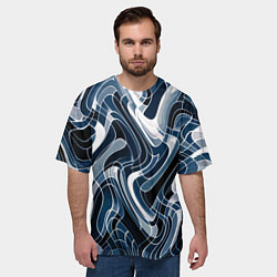 Футболка оверсайз мужская Тёмно-синий искажённая абстракция, цвет: 3D-принт — фото 2