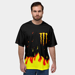 Футболка оверсайз мужская Monster energy fire steel, цвет: 3D-принт — фото 2