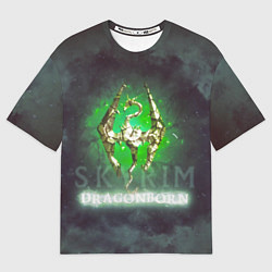 Мужская футболка оверсайз Skyrim gold logo Dragonborn