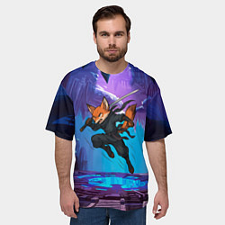 Футболка оверсайз мужская Лис ниндзя в прыжке, цвет: 3D-принт — фото 2