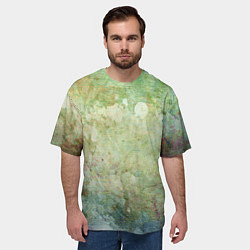 Футболка оверсайз мужская Абстракция - faded spots on a green background, цвет: 3D-принт — фото 2