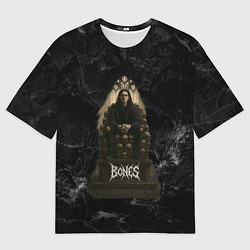 Футболка оверсайз мужская Bones сидит на троне из черепов, цвет: 3D-принт