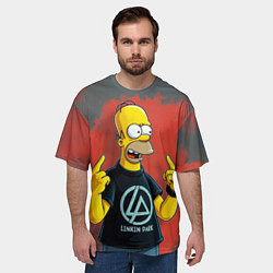 Футболка оверсайз мужская Гомер в футболке Linkin Park, цвет: 3D-принт — фото 2