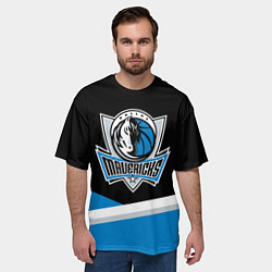 Футболка оверсайз мужская Даллас Маверикс - линии, цвет: 3D-принт — фото 2