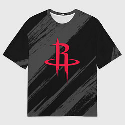 Футболка оверсайз мужская Хьюстон Рокетс - черно серый, цвет: 3D-принт