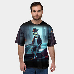 Футболка оверсайз мужская Бендер счастливый владелец Ламборджини, цвет: 3D-принт — фото 2