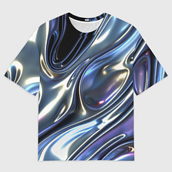 Мужская футболка оверсайз Серебро жидкий металл