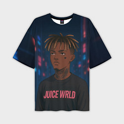 Футболка оверсайз мужская Juice WRLD - Неоновый аниме арт, цвет: 3D-принт