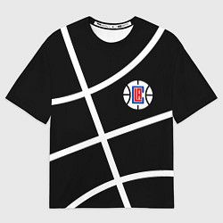 Мужская футболка оверсайз Клипперс - текстура черного мяча
