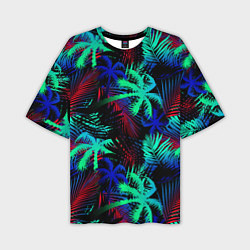 Футболка оверсайз мужская Palm neon black, цвет: 3D-принт