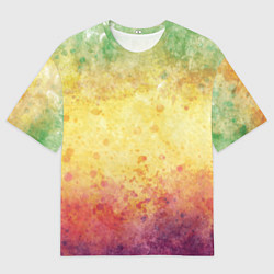 Футболка оверсайз мужская Абстракция - layers of green, yellow and red, цвет: 3D-принт