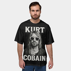 Футболка оверсайз мужская Курт Кобейн - гранж-арт, цвет: 3D-принт — фото 2
