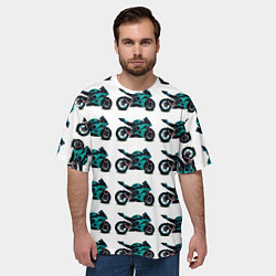 Футболка оверсайз мужская Motorbike light blue, цвет: 3D-принт — фото 2