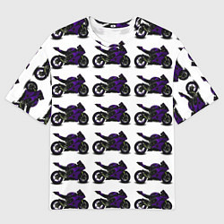 Мужская футболка оверсайз The motorcycle is dark purple