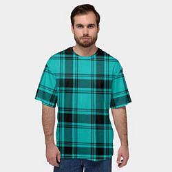 Футболка оверсайз мужская Checkered blue, цвет: 3D-принт — фото 2