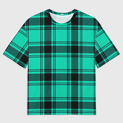 Футболка оверсайз мужская Checkered turquoise, цвет: 3D-принт