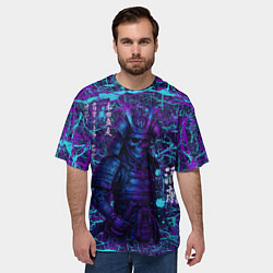 Футболка оверсайз мужская Призрак самурая - неновый арт, цвет: 3D-принт — фото 2