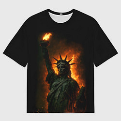 Футболка оверсайз мужская Статуя свободы в огне, цвет: 3D-принт